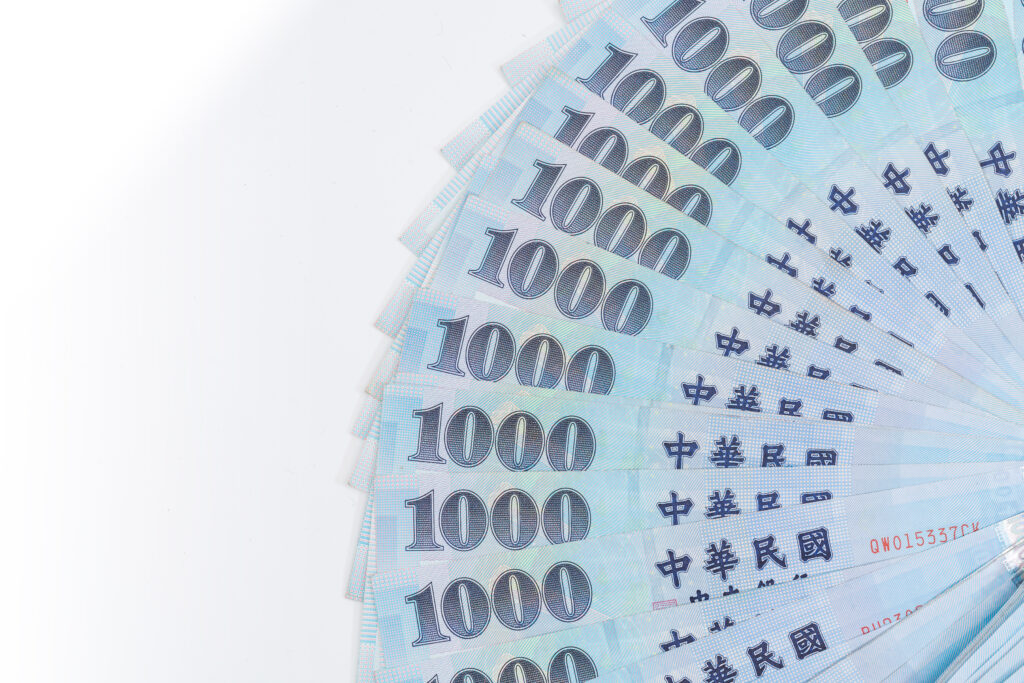 1000 new taiwan dollars isolated on white background