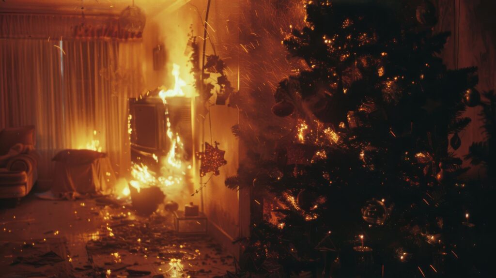 Dark style christmas celebration scene with horror setting